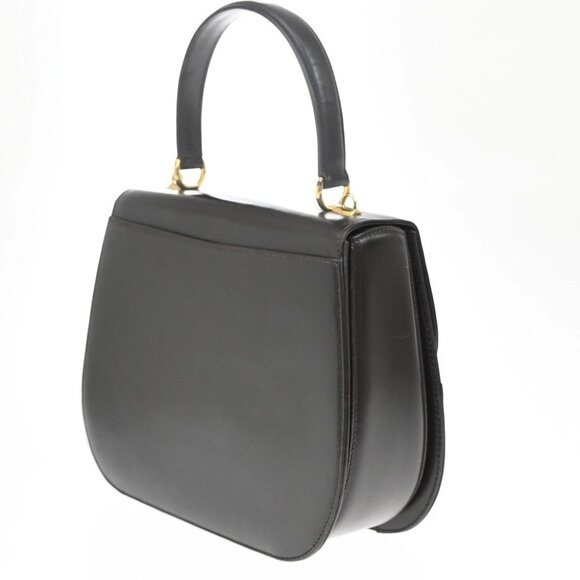 GUCCI Logo Horse Shoe Hand Bag Leather Brown GHW Italy - Picture 4 of 14